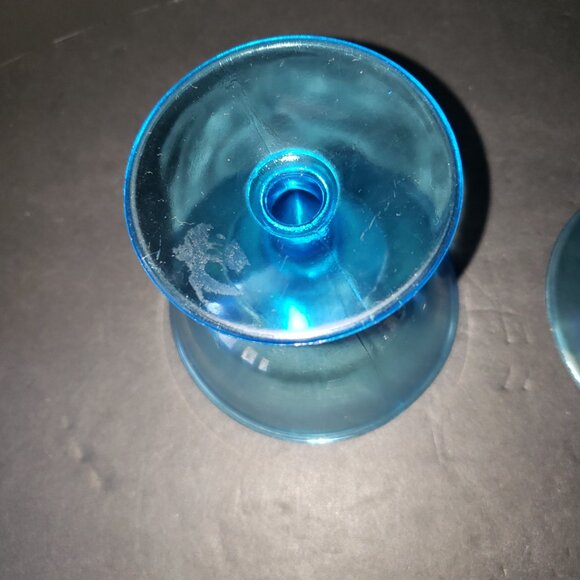 Vintage Fenton Stretch Blue Sherbert Champagne Glasses 3.5" high - Picture 3 of 3